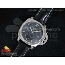PAM392 O Ladies SS Black Dial on Black Leather Strap P9000