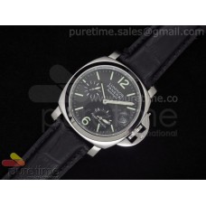 PAM090 Black Dial on Black Leather Strap A23J