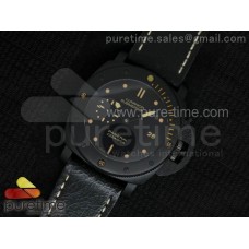 PAM508 P V6F DLC Black Dial on Black Distressed Calfskin Strap P9000