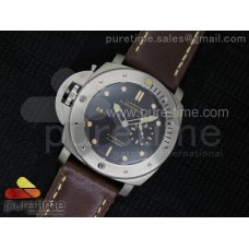 PAM569 Q Titanium V6F 1:1 Best Edition on Brown Thick Leather Strap P9000