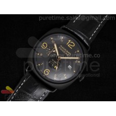 PAM497 Radiomir 10 days GMT PVD Black Dial on Hand-Stitched Black Leather Strap A23J